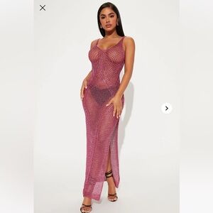 FASHION NOVA METALLIC KNITTED  BEACH COVER UP/ DRESS M